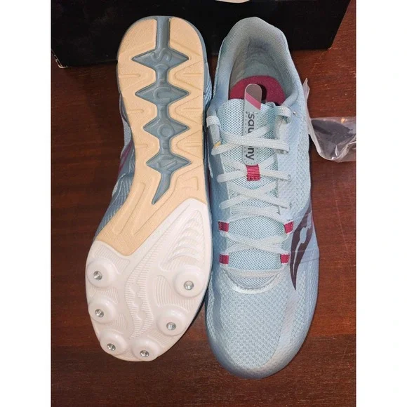 Saucony Vendetta Racing Shoes US 10.5 Cleats Sky Blue New in box - Picture 7 of 8